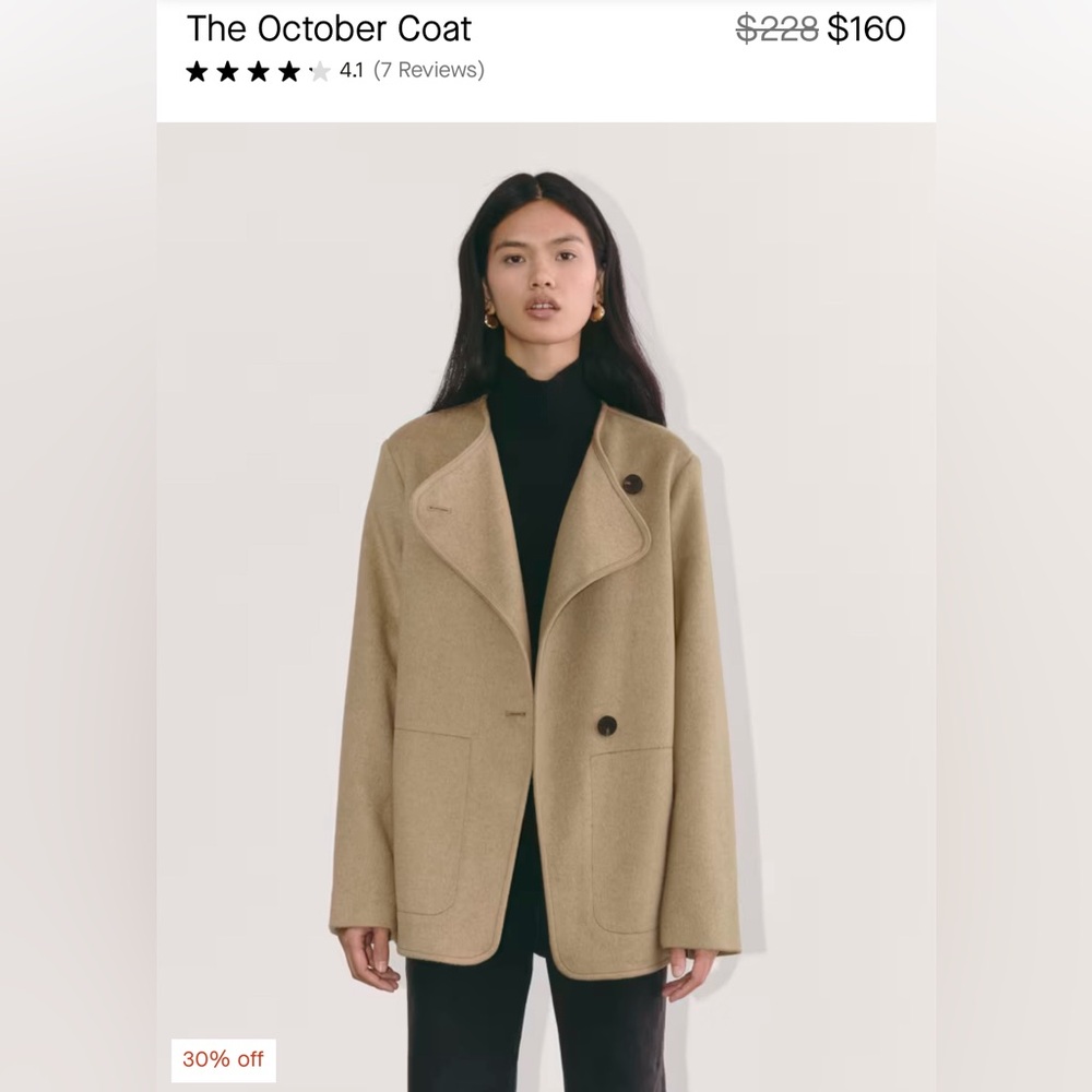 Everlane Wool Blend Coat Size - XS - NWT